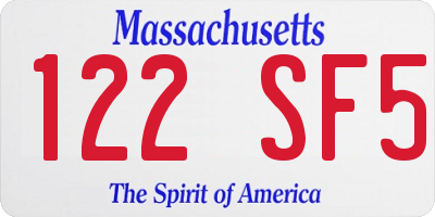 MA license plate 122SF5