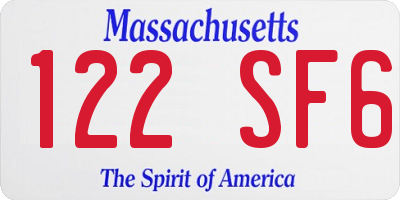 MA license plate 122SF6