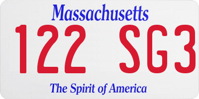 MA license plate 122SG3