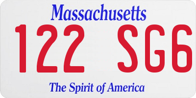 MA license plate 122SG6