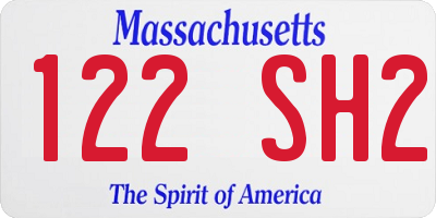MA license plate 122SH2