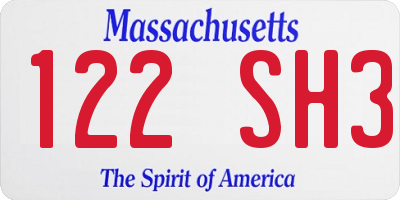 MA license plate 122SH3