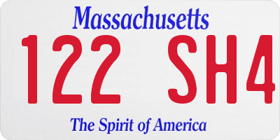 MA license plate 122SH4