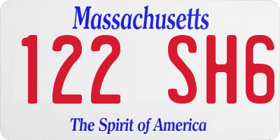 MA license plate 122SH6