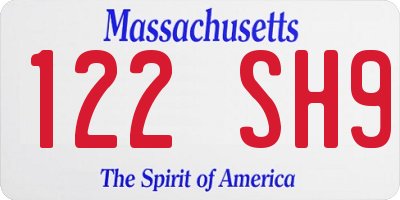 MA license plate 122SH9