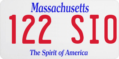 MA license plate 122SI0