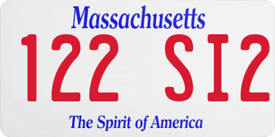 MA license plate 122SI2