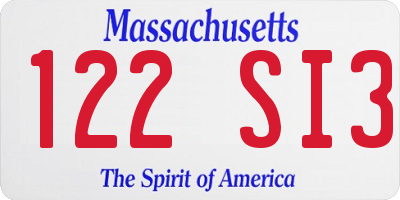MA license plate 122SI3
