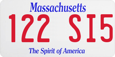 MA license plate 122SI5