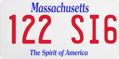 MA license plate 122SI6