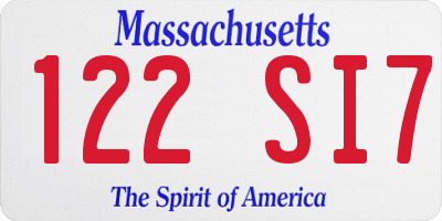 MA license plate 122SI7