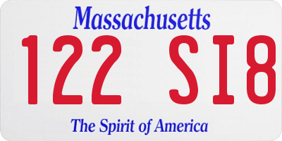 MA license plate 122SI8