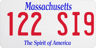 MA license plate 122SI9