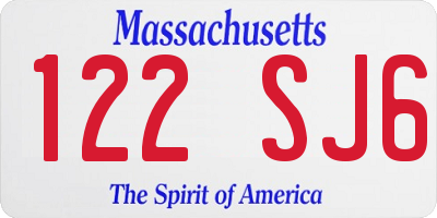 MA license plate 122SJ6
