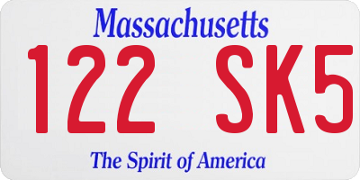MA license plate 122SK5