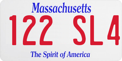 MA license plate 122SL4