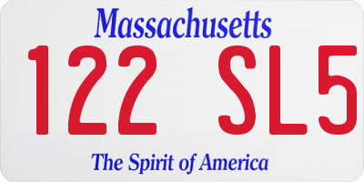 MA license plate 122SL5