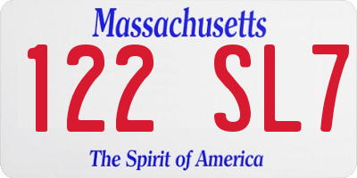MA license plate 122SL7