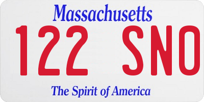 MA license plate 122SN0