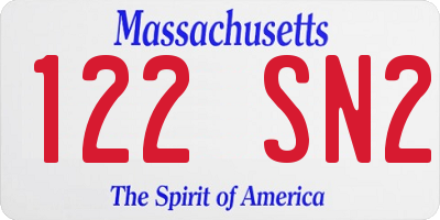 MA license plate 122SN2