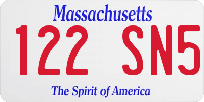MA license plate 122SN5