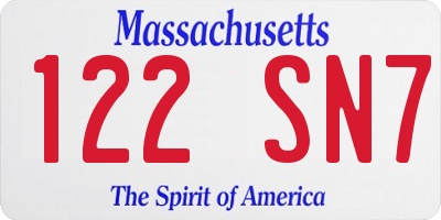 MA license plate 122SN7