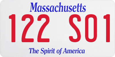 MA license plate 122SO1