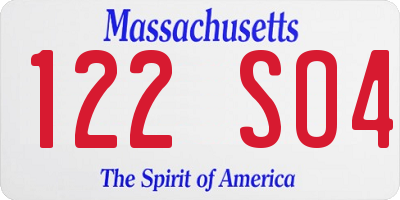 MA license plate 122SO4