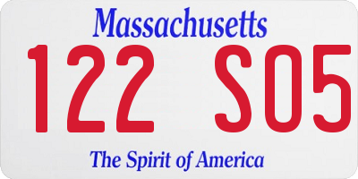 MA license plate 122SO5