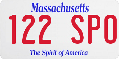 MA license plate 122SP0