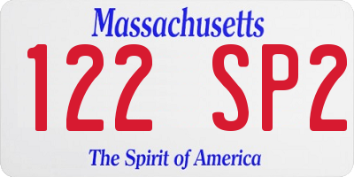 MA license plate 122SP2