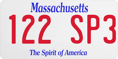 MA license plate 122SP3