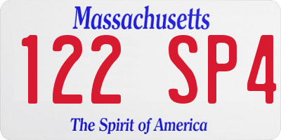 MA license plate 122SP4