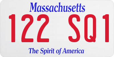 MA license plate 122SQ1