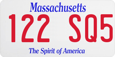 MA license plate 122SQ5