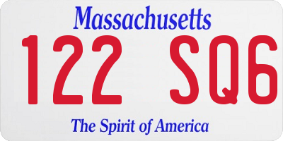 MA license plate 122SQ6