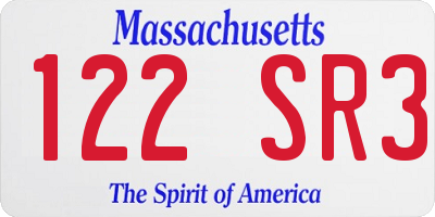 MA license plate 122SR3