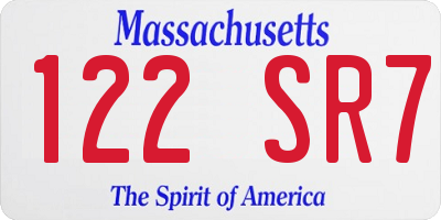 MA license plate 122SR7