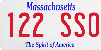 MA license plate 122SS0