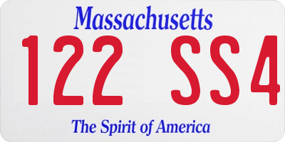 MA license plate 122SS4