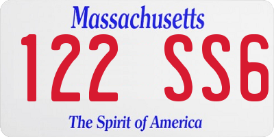 MA license plate 122SS6