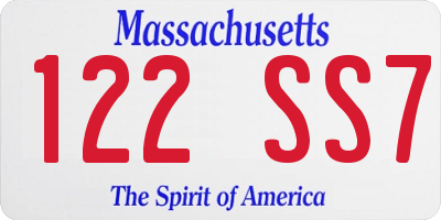 MA license plate 122SS7