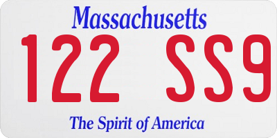 MA license plate 122SS9