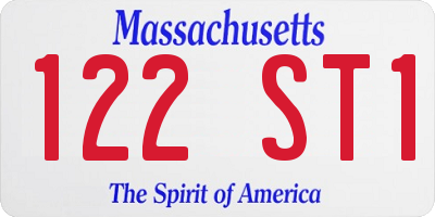 MA license plate 122ST1