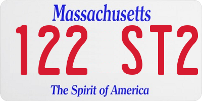 MA license plate 122ST2