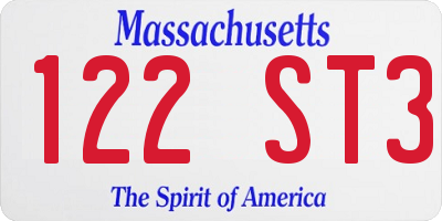 MA license plate 122ST3