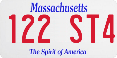 MA license plate 122ST4