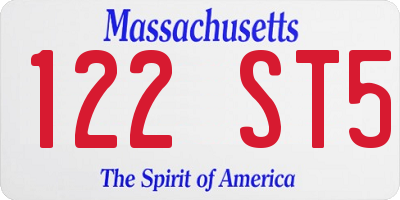 MA license plate 122ST5