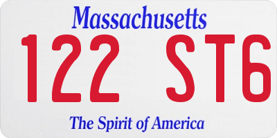 MA license plate 122ST6