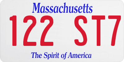 MA license plate 122ST7